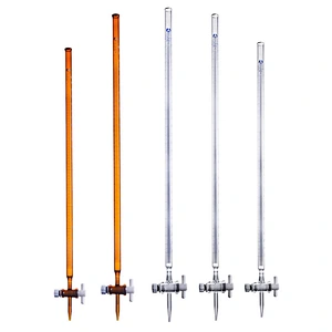 Burette  transparent glass with blue line or white line with straight PTFE stopcock class A
