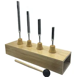 4 Pcs Tuning Fork Set, Steel Tuning Fork Musical Instrument with Wooden Resonance Box and Silicone Hammer