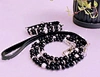 Conjunto de coleira de animal de estimação com strass e pérola