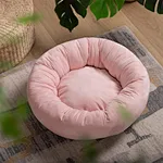 Round fuzzy dog bed