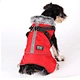 Quilted pet parka with faux fur collar and leash attachment