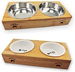 Wood Stand Dog Bowl