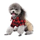 Dog Red Plaid Shirt Khaki Overalls