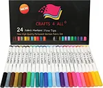 Crafts 4 All Fabric Pens for Clothes - Pack of 24 No Fade, Fabric Markers Permanent For Clothes - No Bleed, Machine Washable Shoe Markers for Fabric Decorating - Laundry Marker, Erases Stains Easily