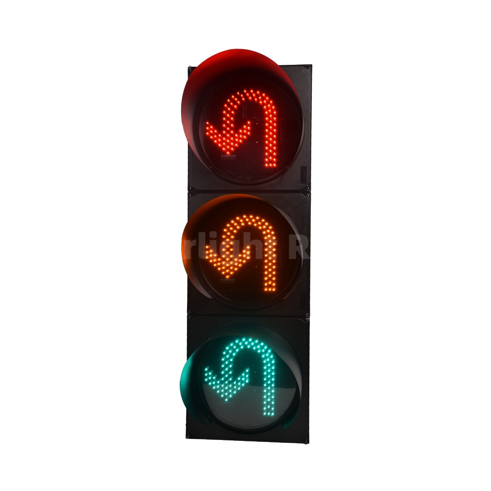 3 Section Clear Lens RYG U-turn LED Traffic Signal Light Head