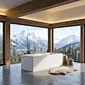 BA003 is a modern rectangular freestanding bathtub with a capacity of 332L and dimensions of 1700*720*550mm. The simple geometric shape and the perfect combination of the solid surface material create a refined and unified bathroom space.