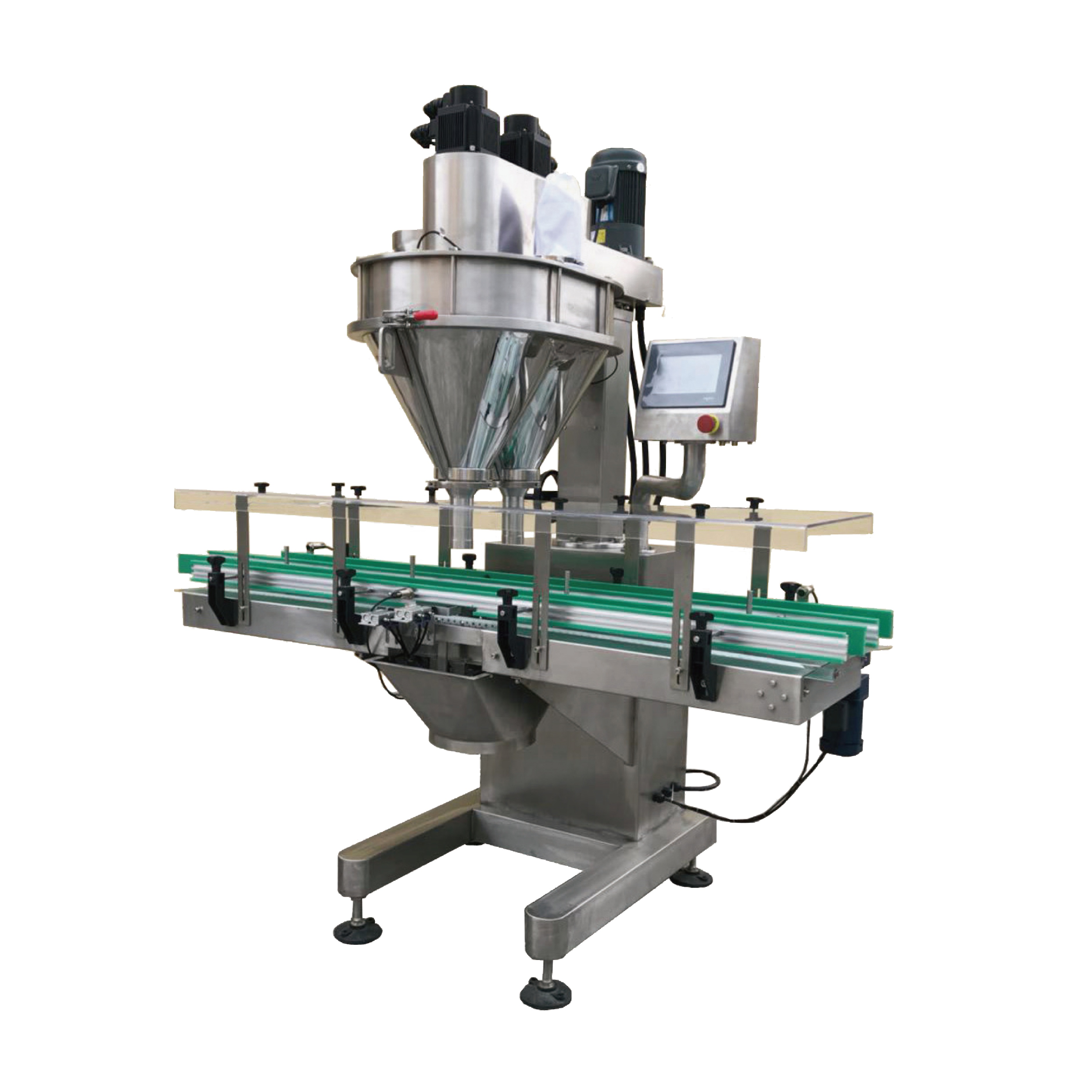 Auger filling machine with online weigher